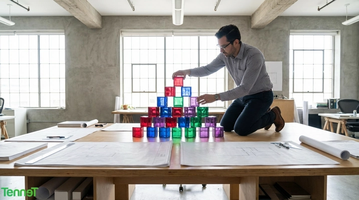 Arkitekt organiserer strukturert pyramide